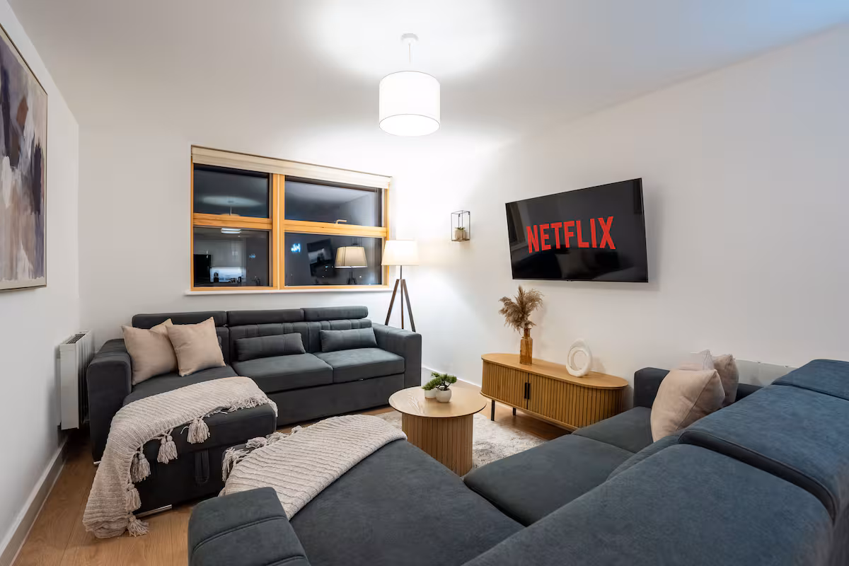 Modern styled short-term let living room
